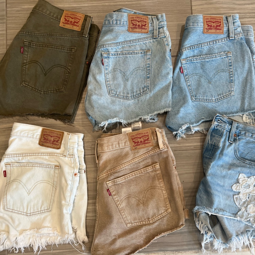 Levi's Women's Cutoff Denim Shorts - Olive, Light Blue, White, Tan